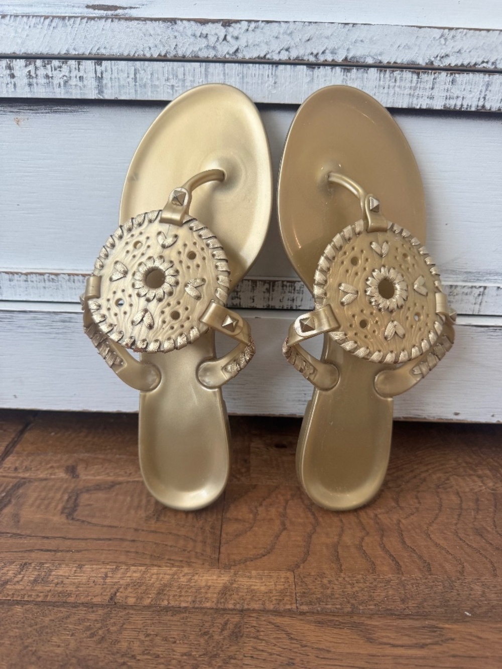 Jack Rogers Georgica Gold Jelly Sandals Thongs Women's Size 7